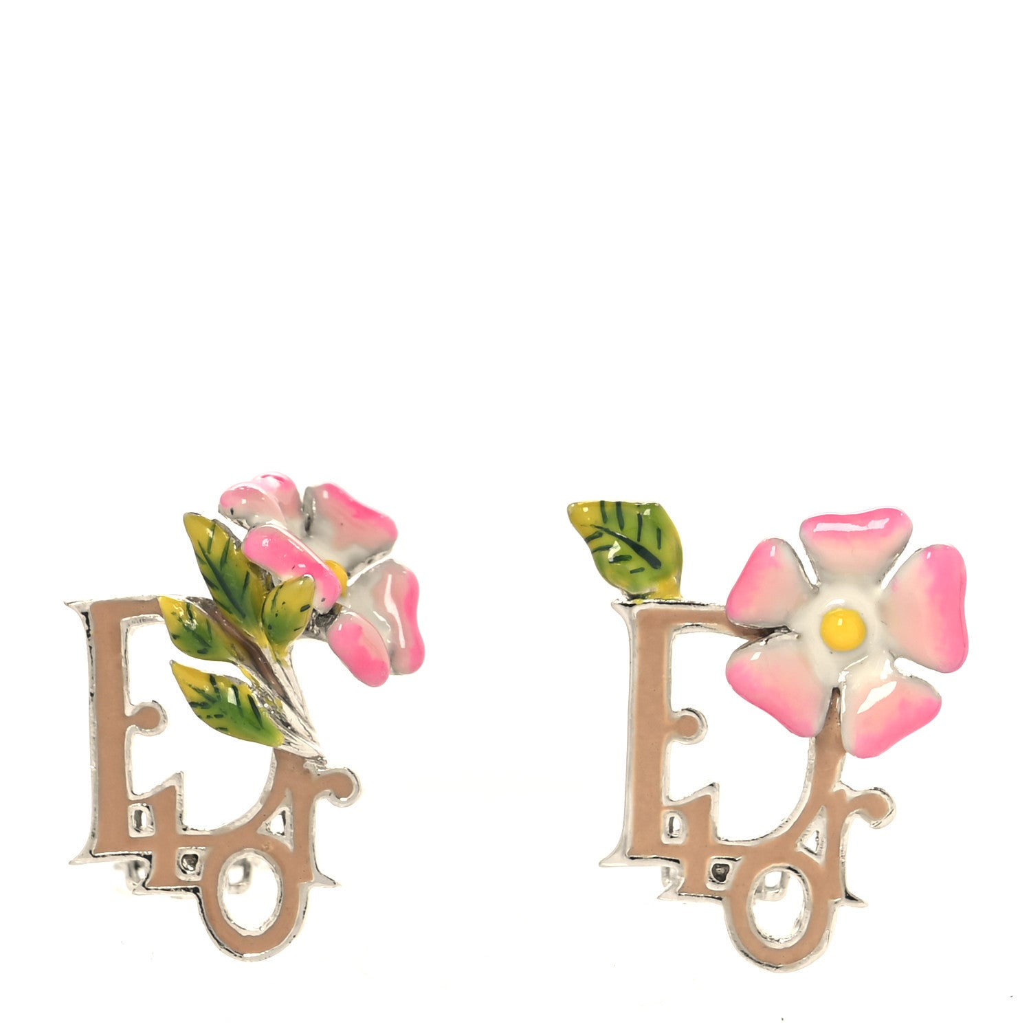 Christian Dior Enamel Flower Clip-On Earrings Multicolor 1 of 4