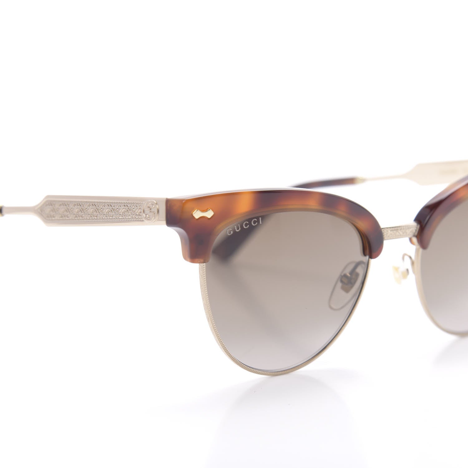 Gucci Acetate Damascato Cat Eye Sunglasses GG0055S Tortoise Gold 7 of 8
