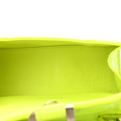 Balenciaga Shiny Calfskin Crocodile Embossed Hourglass Top Handle Bag XS Fluo Yellow 5 of 20