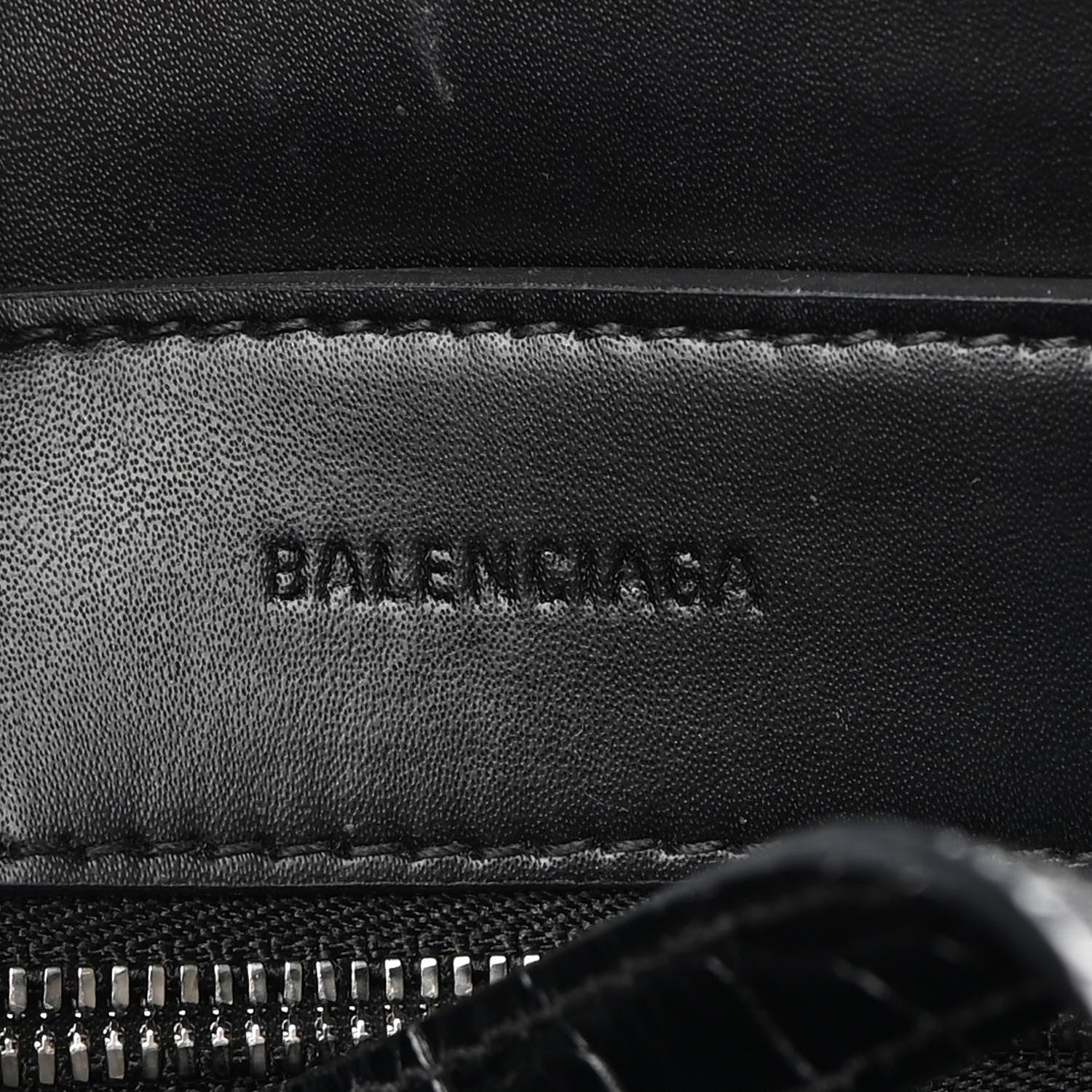 Balenciaga Shiny Calfskin Logo Crocodile Embossed XXS Everyday Tote Black 6 of 10