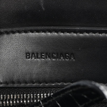 Balenciaga Shiny Calfskin Logo Crocodile Embossed XXS Everyday Tote Black 6 of 10