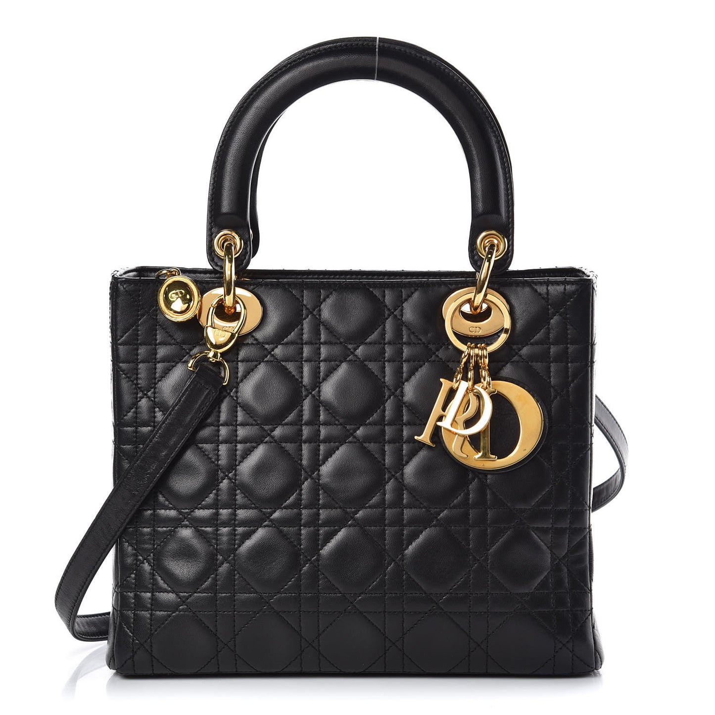 Lambskin Cannage Medium Lady Dior Black