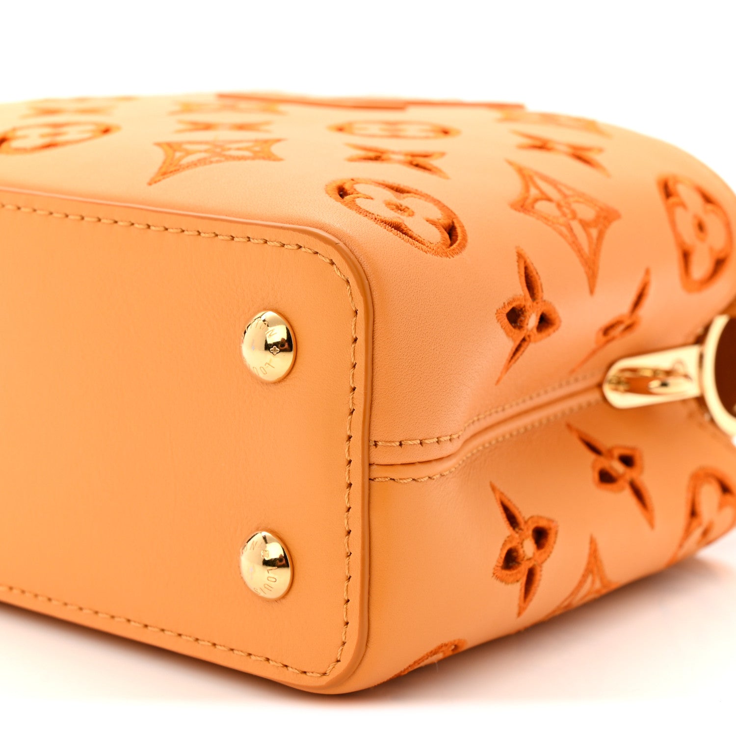 Louis Vuitton Calfskin LV Broderie Anglaise Mini Capucines Saffron 17 of 18