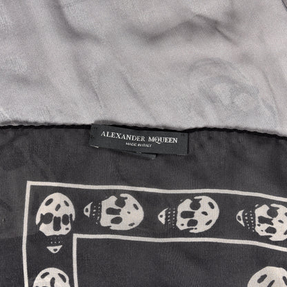 Alexander McQueen Silk Chiffon Ombre Skull Scarf Grey Ivory 3 of 4