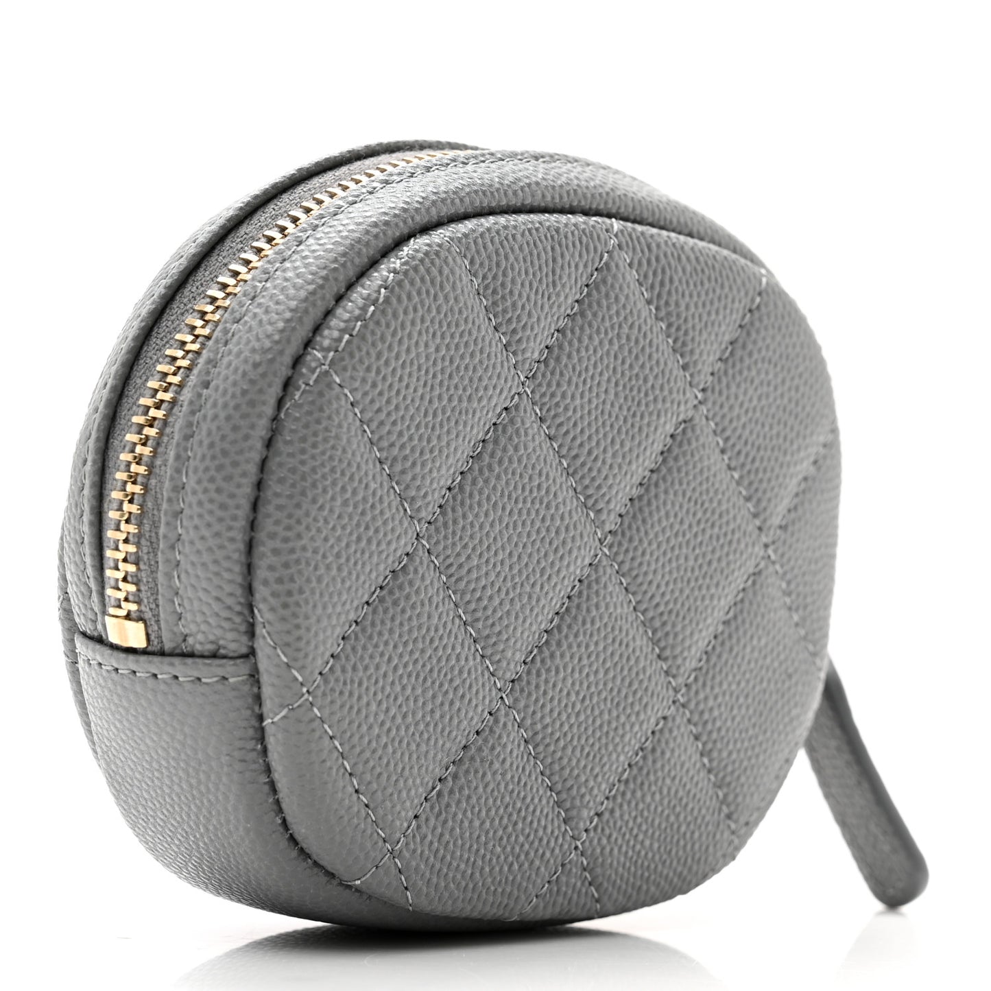 Caviar Quilted Zip Around Classic Coin Purse Grey