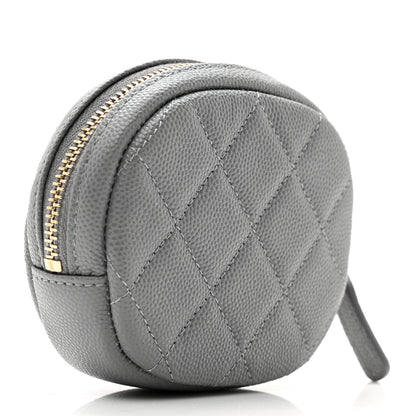 Chanel Caviar Quilted Zip Around Classic Coin Purse Grey 3 of 8