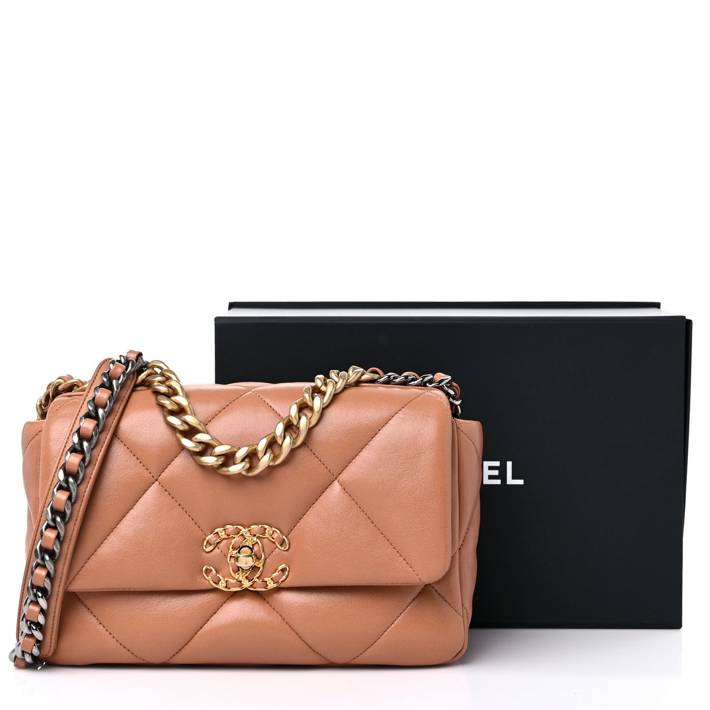 Lambskin Quilted Medium Chanel 19 Flap Brown