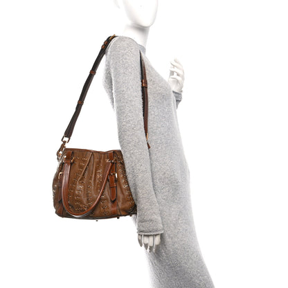 Burberry Calfskin Metal Stitch Lowry Brown 2 of 9