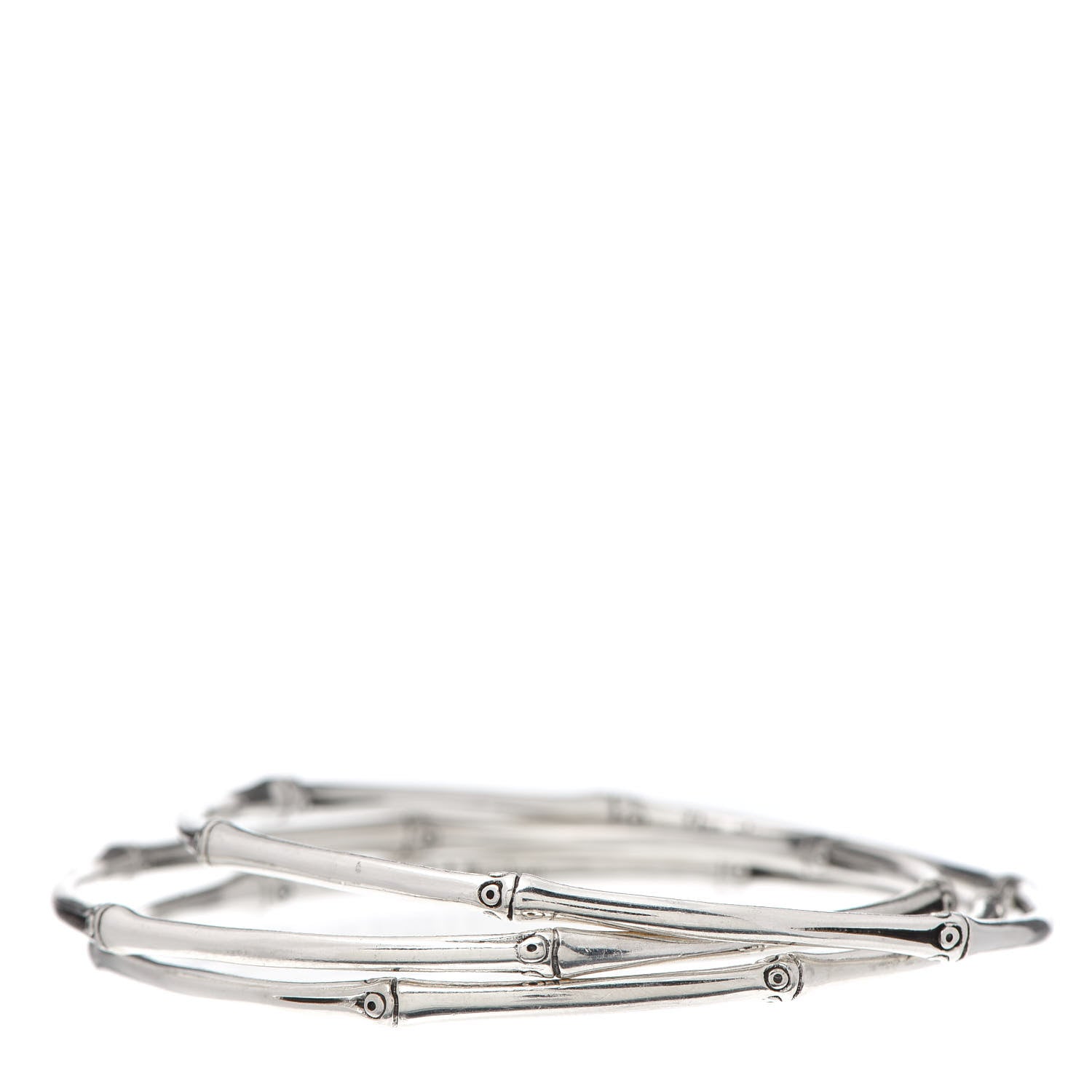 John Hardy Sterling Silver Bamboo Bangle Bracelet Set of 3 3 of 4