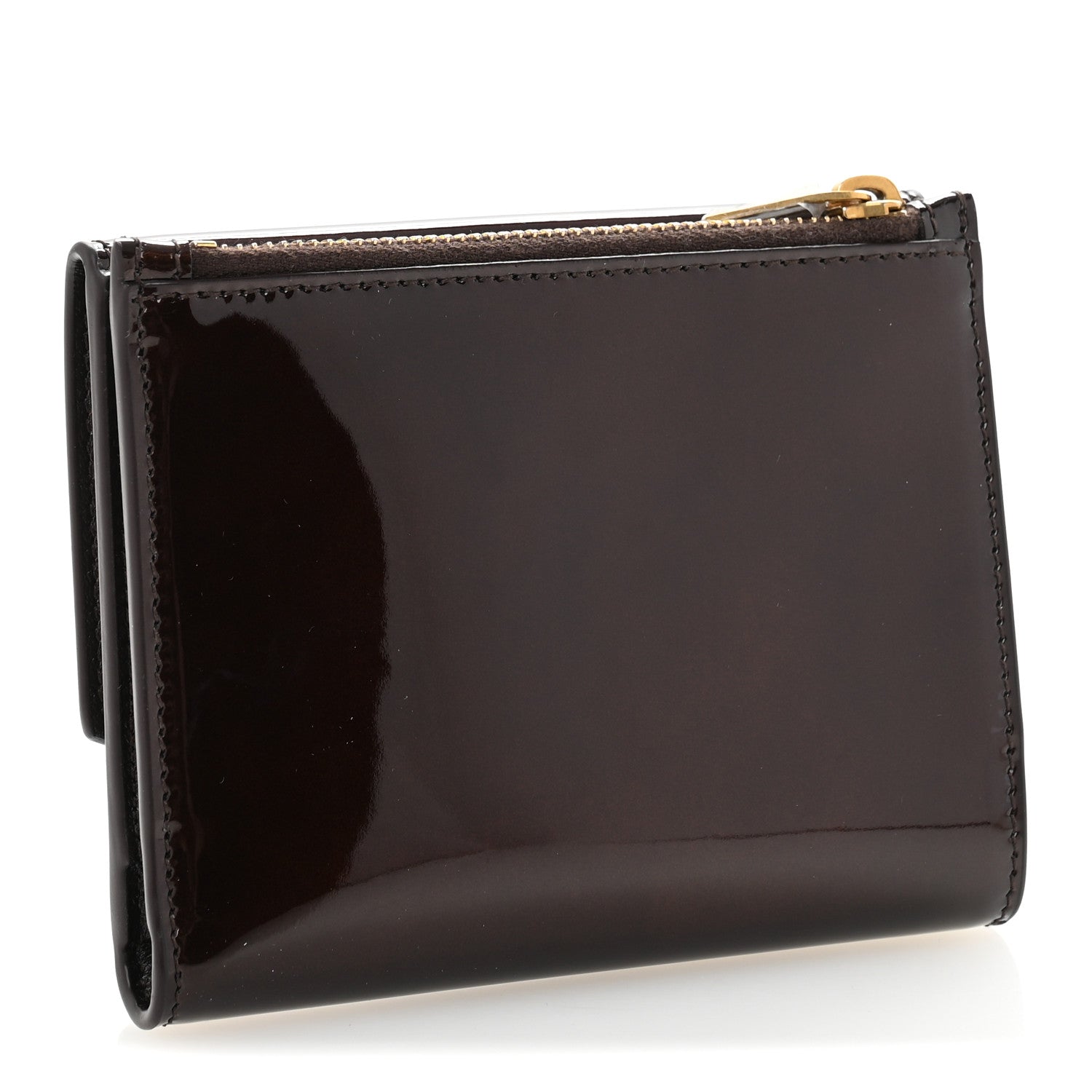 Saint Laurent Patent Monogram Bi-Fold Wallet Dark Nut 3 of 10