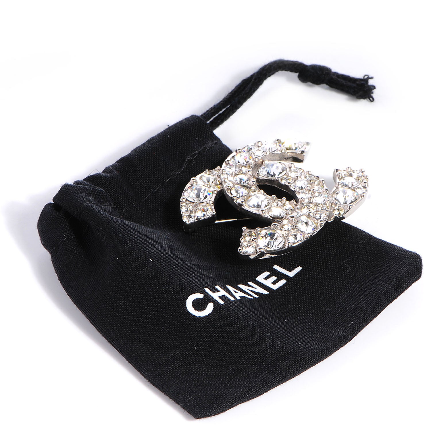 Chanel Swarovski Crystal CC Brooch Silver 5 of 5