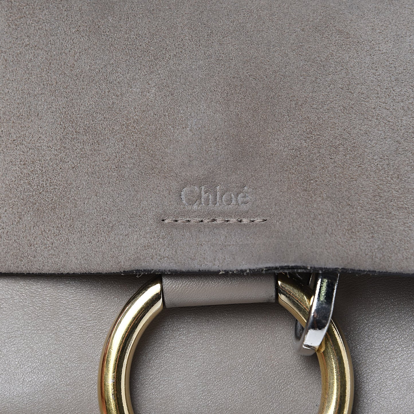 Suede Calfskin Small Faye Shoulder Bag Motty Grey