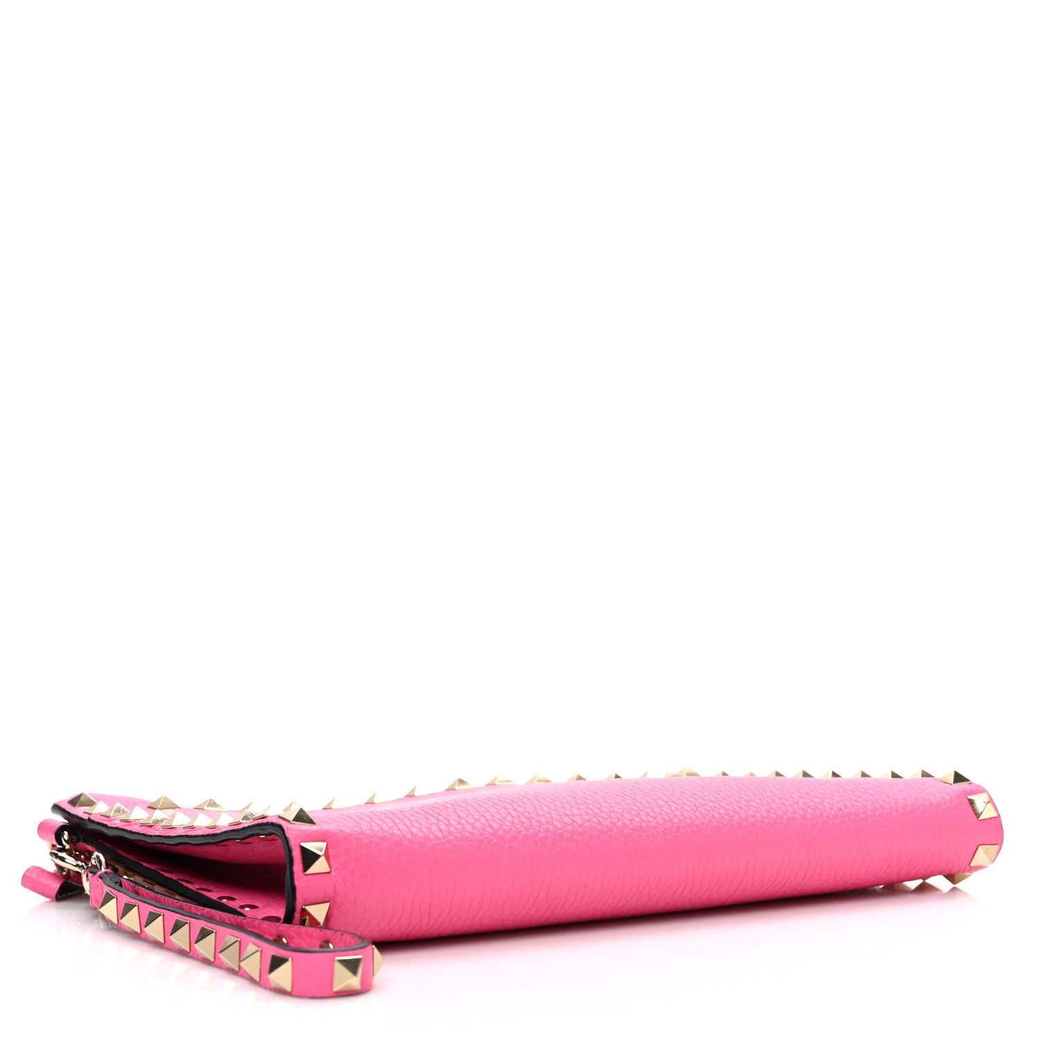 Valentino Garavani Pebbled Calfskin Medium Rockstud Flat Pouch Pink 4 of 9