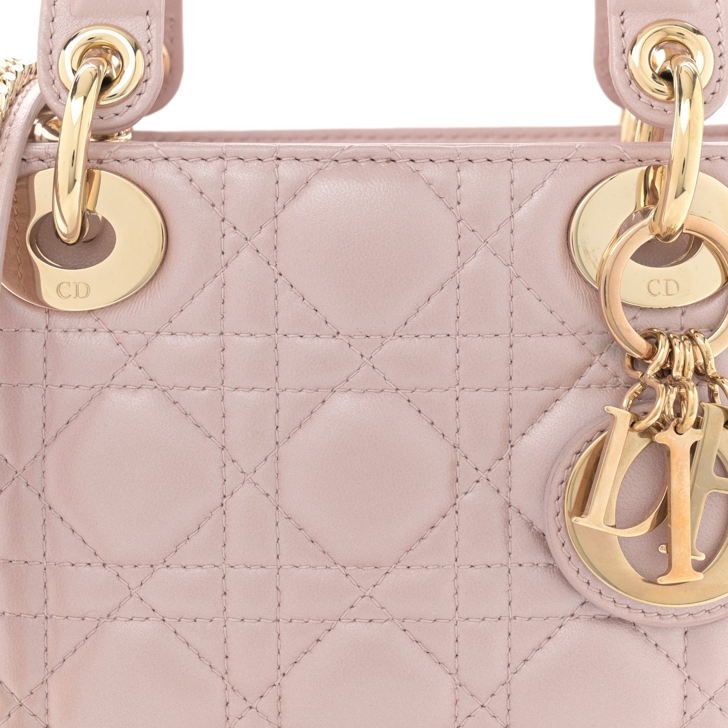 Christian Dior Metallic Lambskin Cannage Mini Lady Dior Lotus 7 of 10