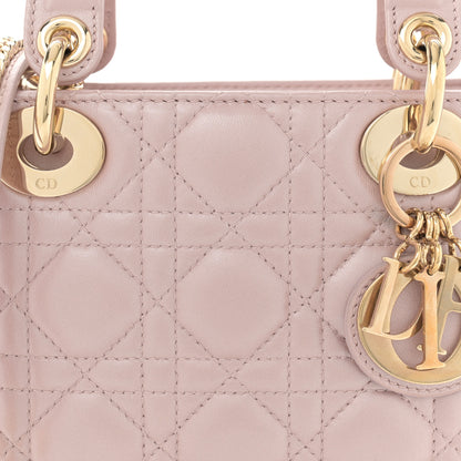 Christian Dior Metallic Lambskin Cannage Mini Lady Dior Lotus 7 of 10
