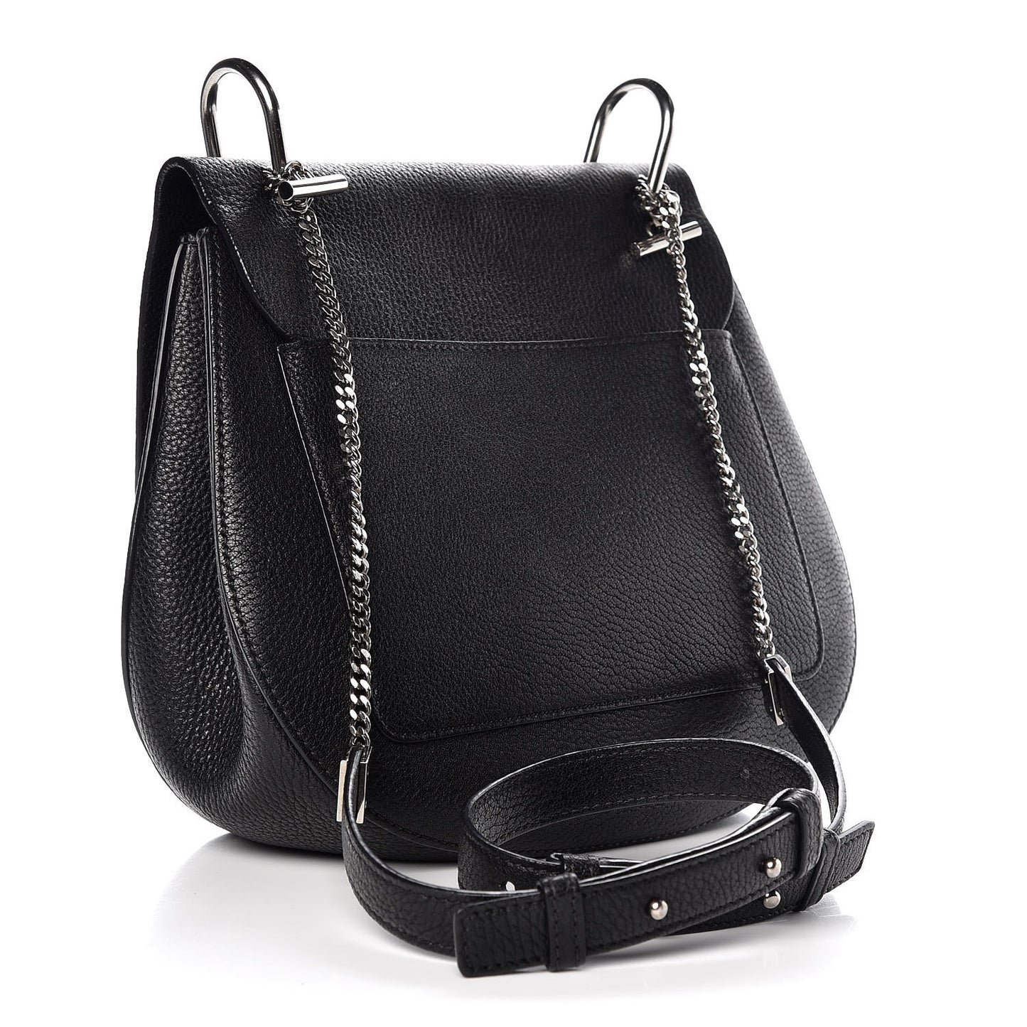 Grained Lambskin Large Drew Shoulder Bag Black