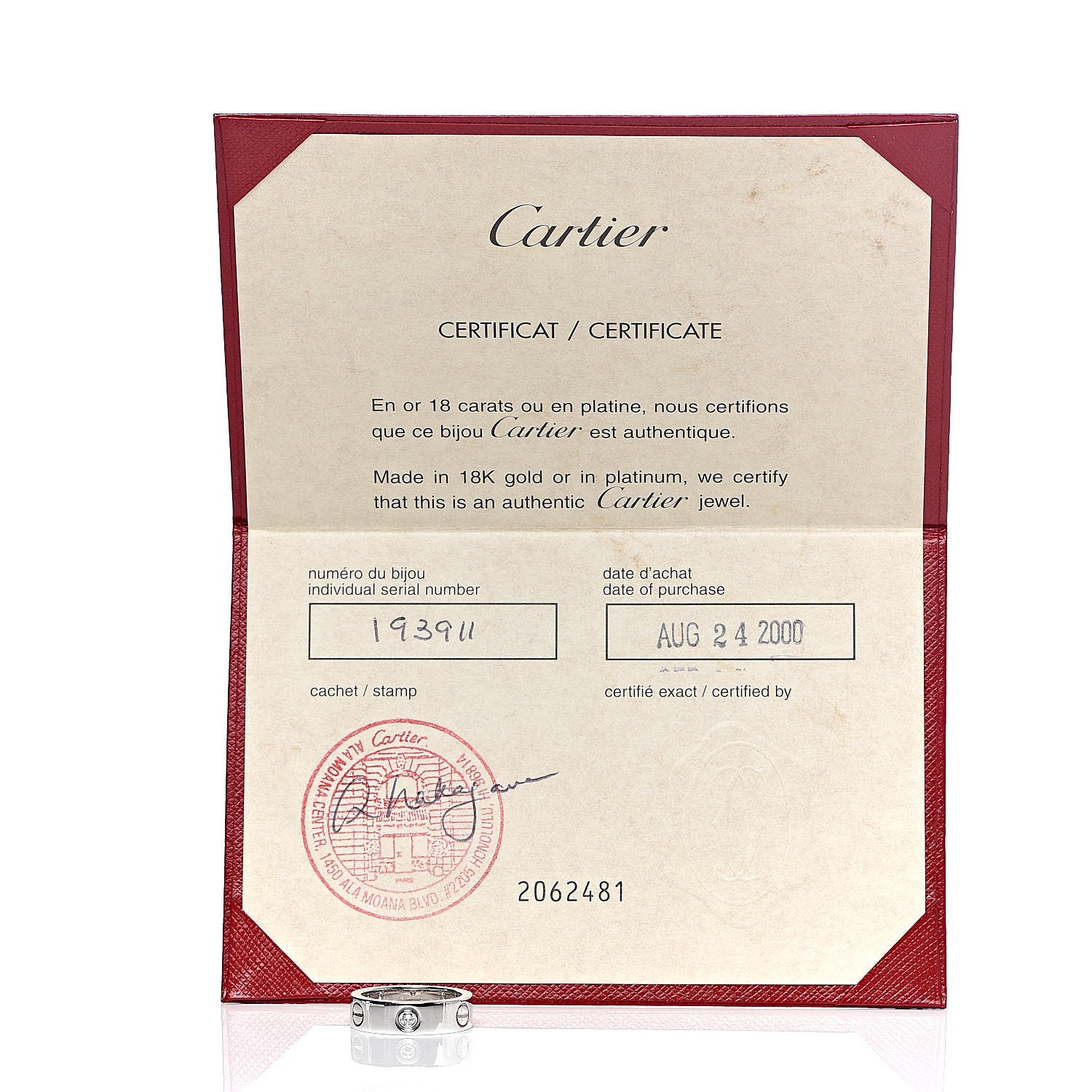 Cartier 18K White Gold 3 Diamond 5.5mm LOVE Ring 52 6 6 of 6