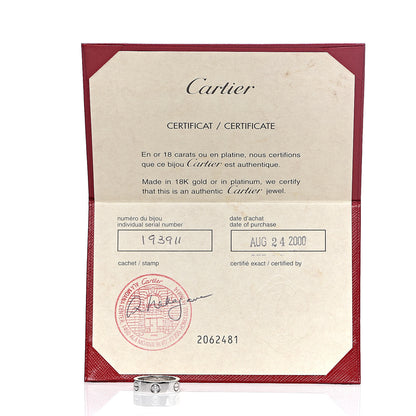 Cartier 18K White Gold 3 Diamond 5.5mm LOVE Ring 52 6 6 of 6