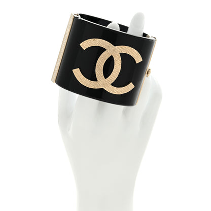 Chanel Resin CC Cuff Bracelet Black Gold 2 of 6