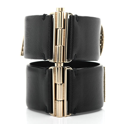 Chanel Crystal Lambskin Cha-Nel Logo Cuff Set S Gold Black 3 of 5