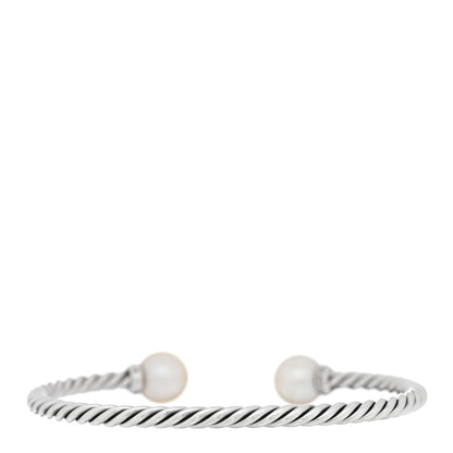 David Yurman Sterling Silver Diamond Cultured Pearl 9mm Solari Bracelet 2 of 4