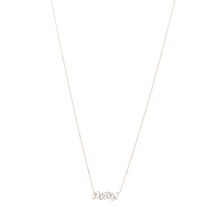 Suzanne Kalan 14K Rose Gold White Topaz Baguette Bar Pendant Necklace 1 of 3