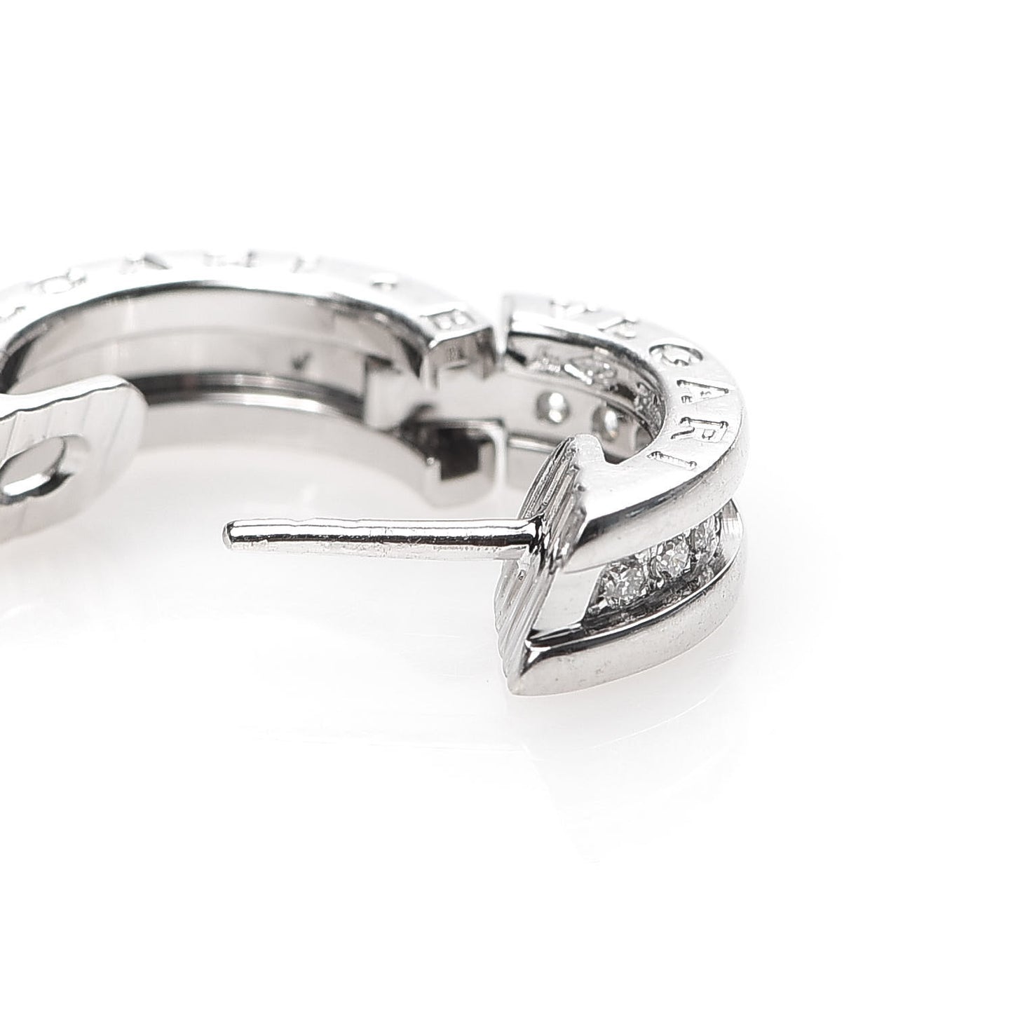18K White Gold Diamond Small B.Zero1 Hoop Earrings
