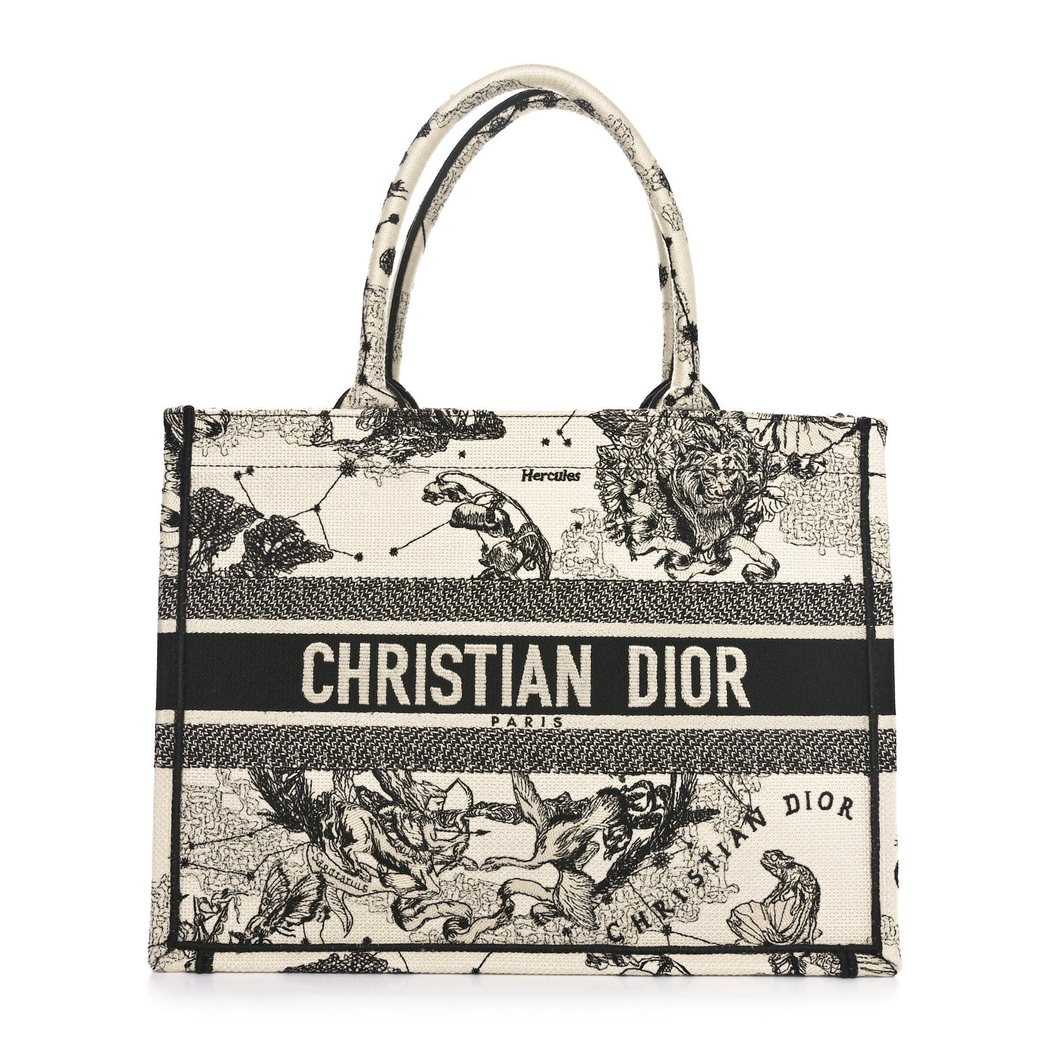 Christian Dior Canvas Zodiac Toile De Jouy Embroidered Medium Book Tote Latte 1 of 10