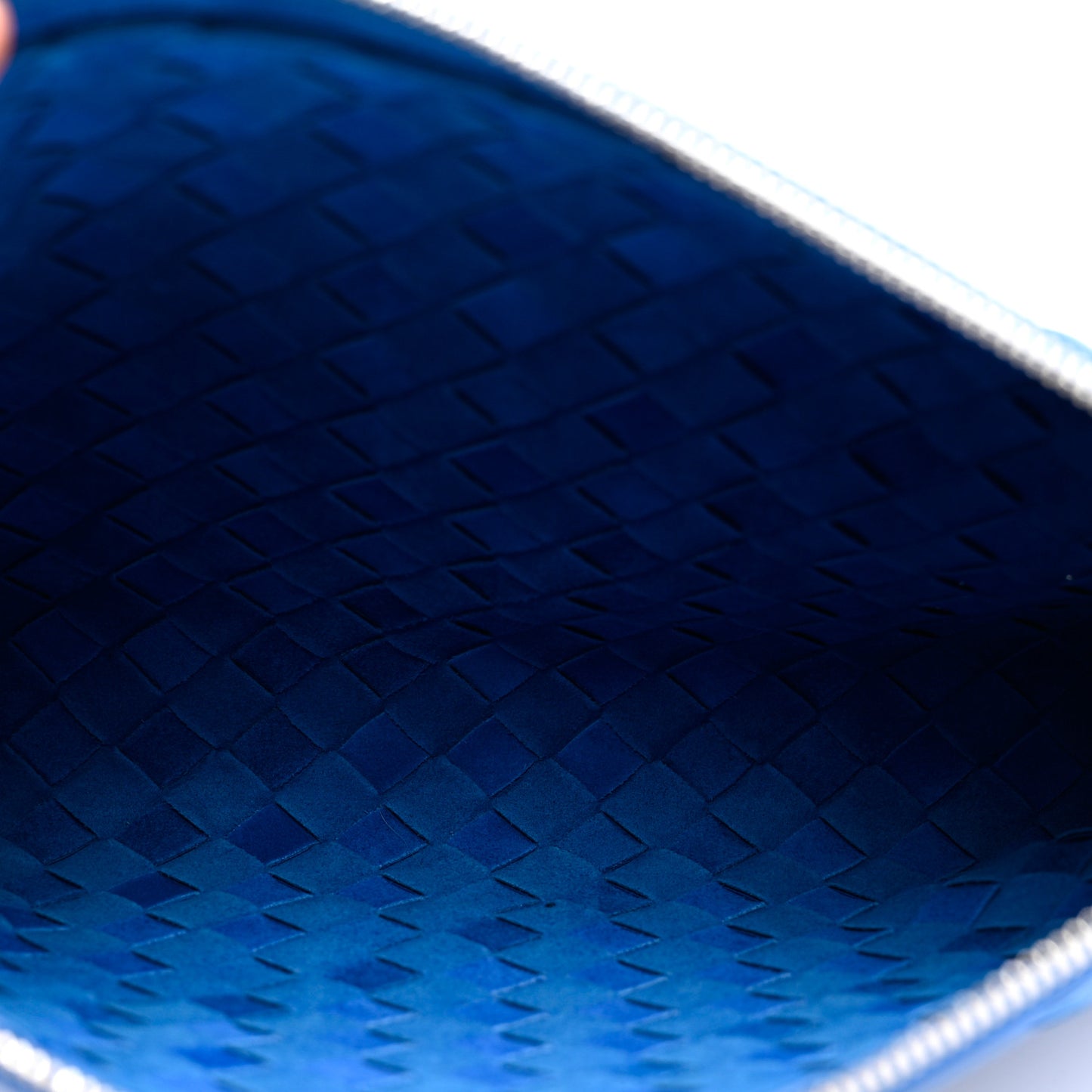 Nappa Intrecciato Flat Zip Pouch Blue