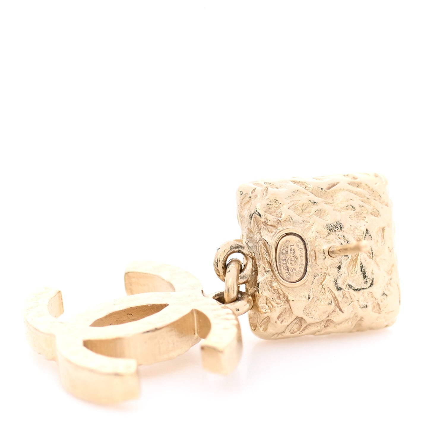 Iridescent Baguette Crystal CC Drop Earrings Gold