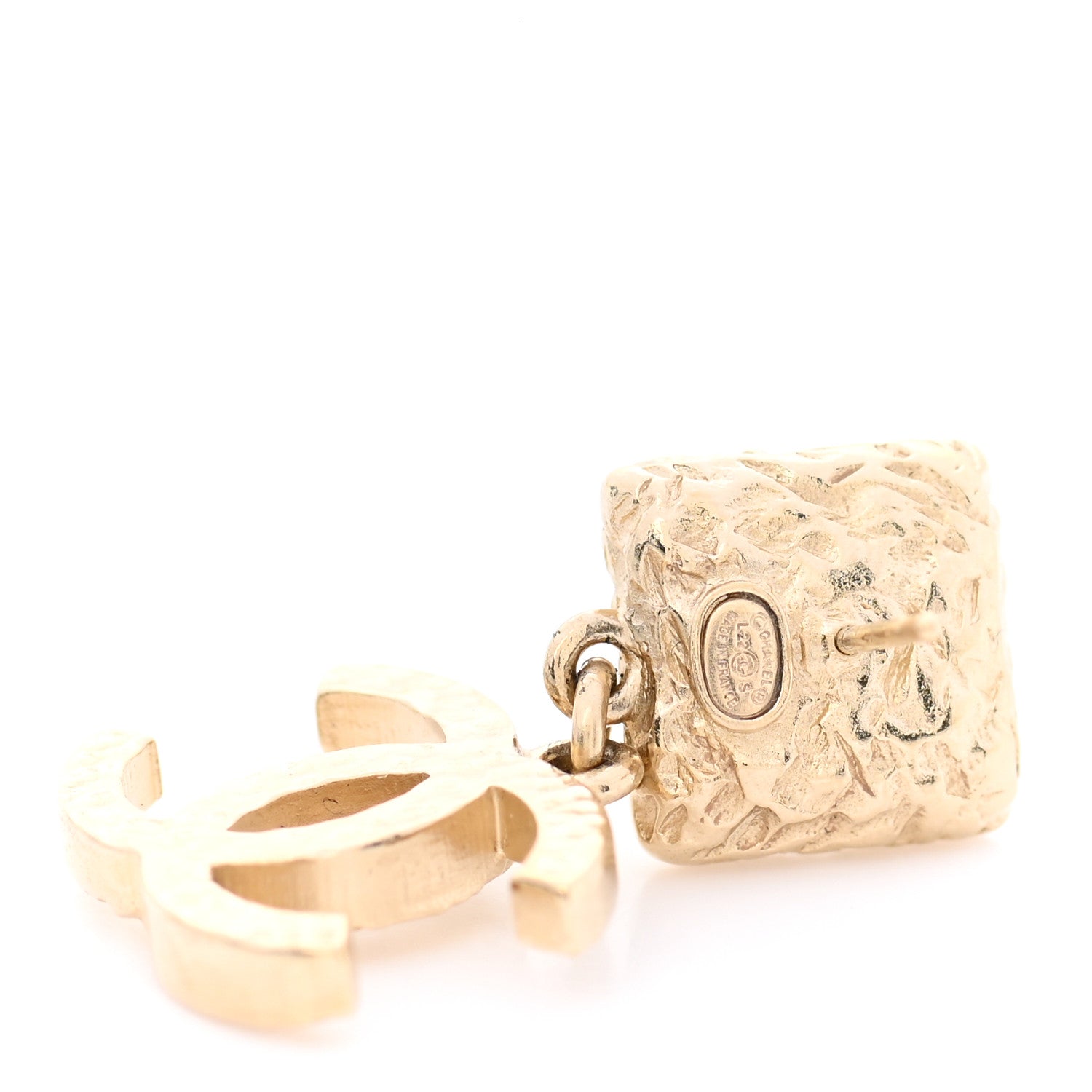 Chanel Iridescent Baguette Crystal CC Drop Earrings Gold 4 of 4