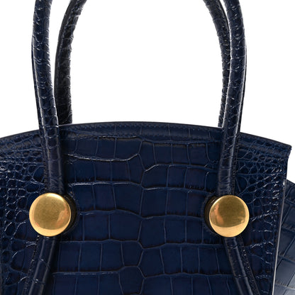 Proenza Schouler Calfskin Crocodile Embossed Small Pipe Bag Blue 7 of 9