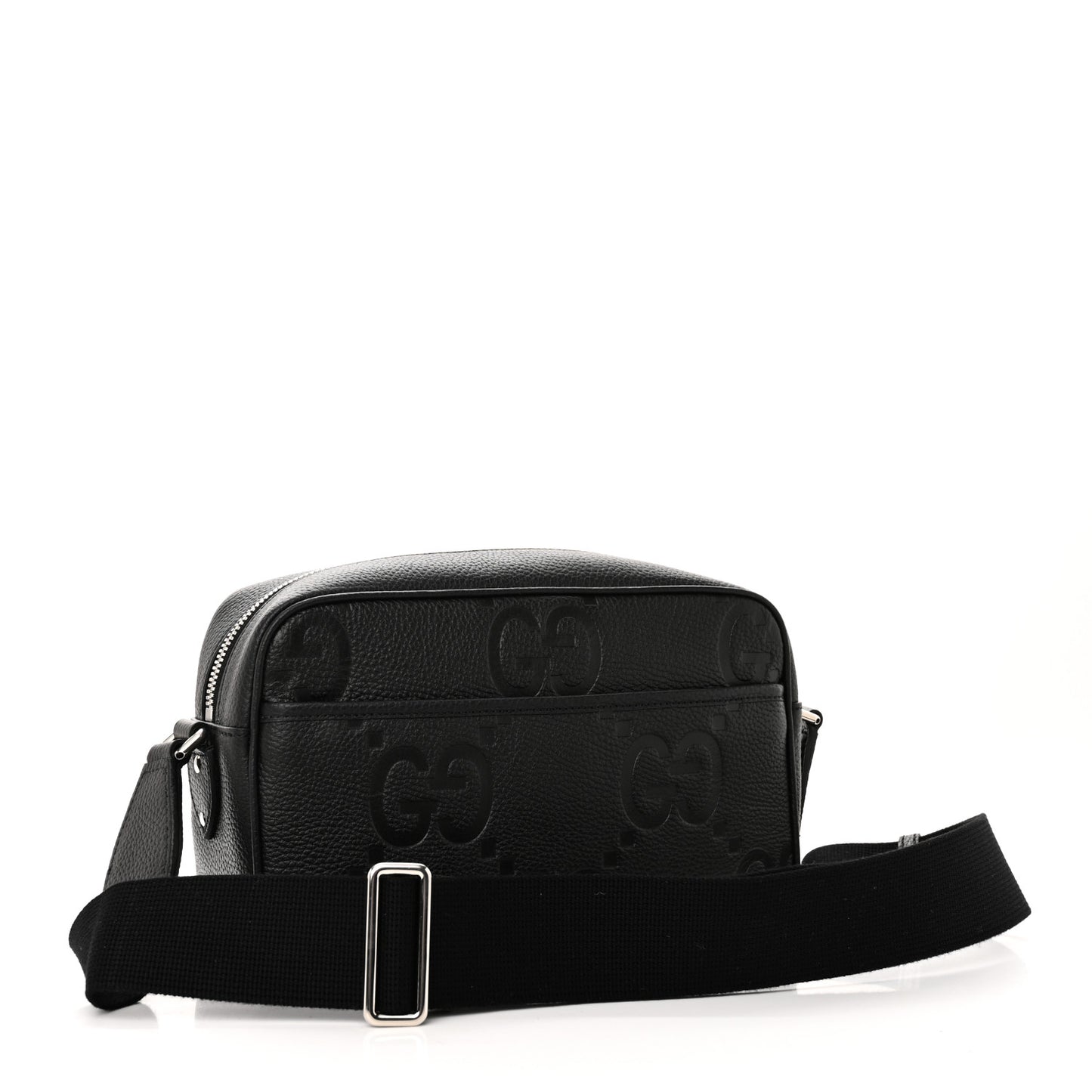 Piuma Calfskin Jumbo GG Embossed Medium Messenger Bag Black