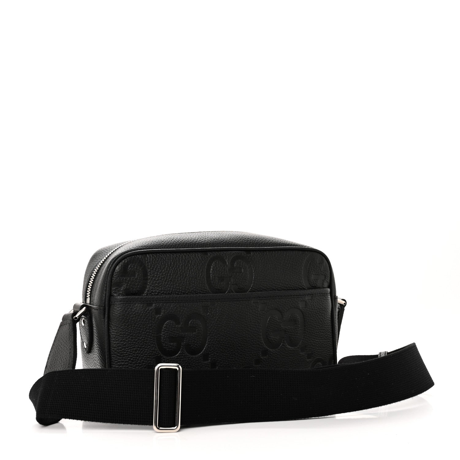 Gucci Piuma Calfskin Jumbo GG Embossed Medium Messenger Bag Black 3 of 10