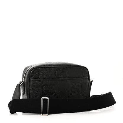 Gucci Piuma Calfskin Jumbo GG Embossed Medium Messenger Bag Black 3 of 10