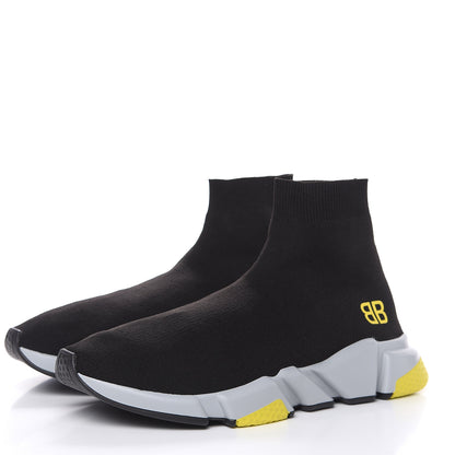 Balenciaga Neoprene Knit BB Mens Speed Sneakers 45 Black Grey Yellow 3 of 8