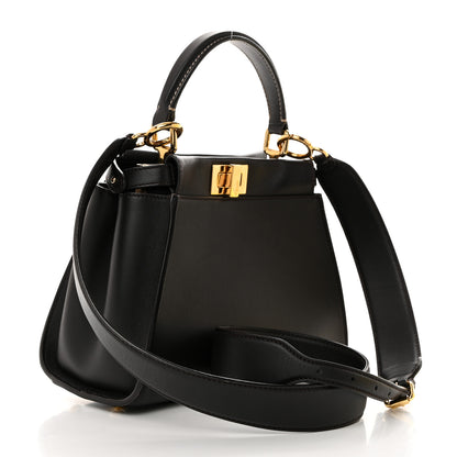 Fendi Vitello Seta Nabuk Pequin Mini Peekaboo Iconic Satchel Ebano Tobacco Moro 2 of 11