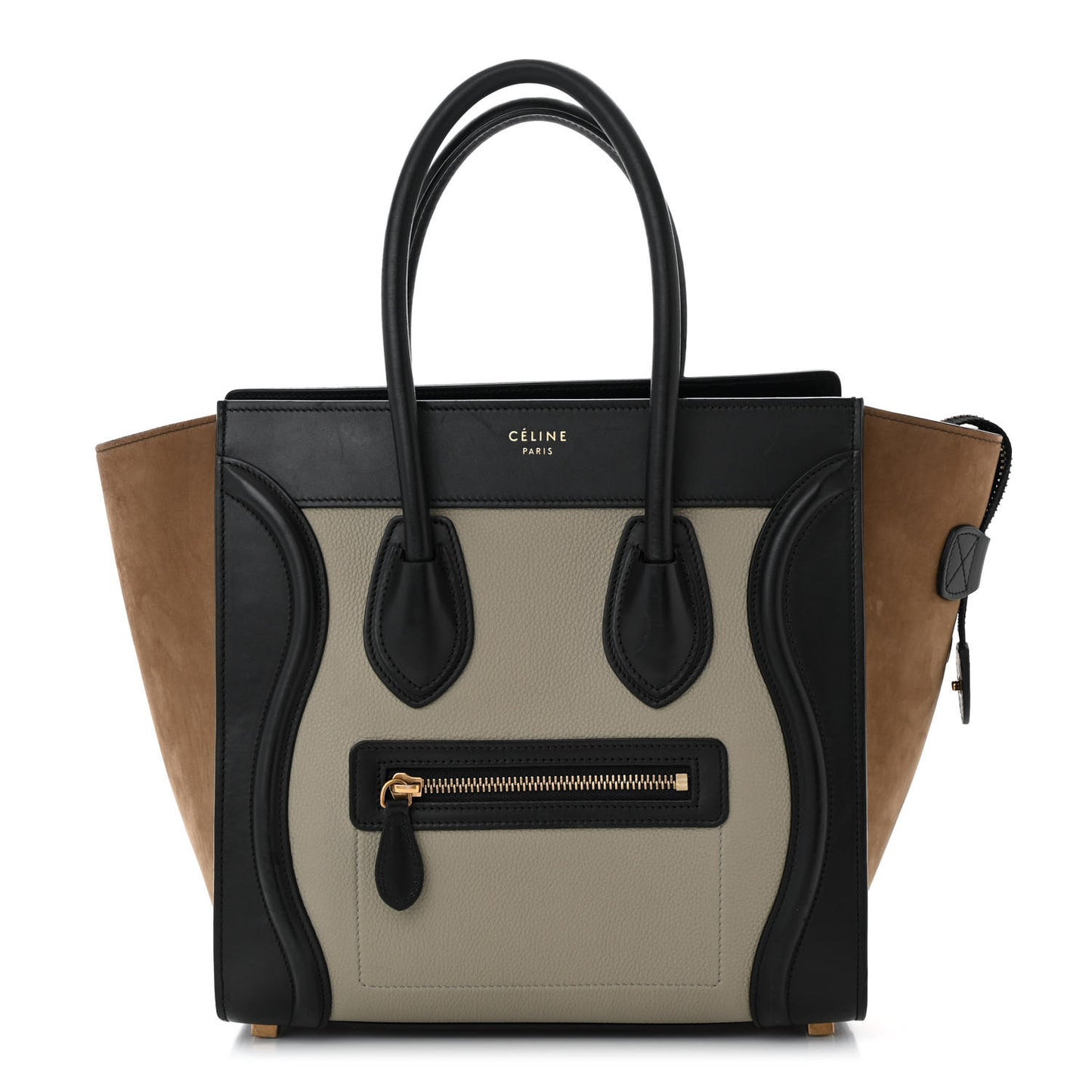 Drummed Calfskin Nubuck Micro Tri-Color Luggage Stone