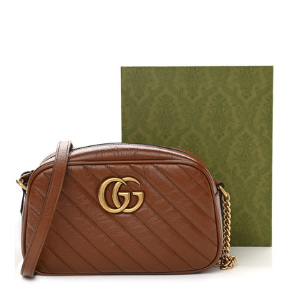 Gucci Glazed Calfskin Matelasse Diagonal Small GG Marmont Chain Shoulder Bag Cuir 12 of 12