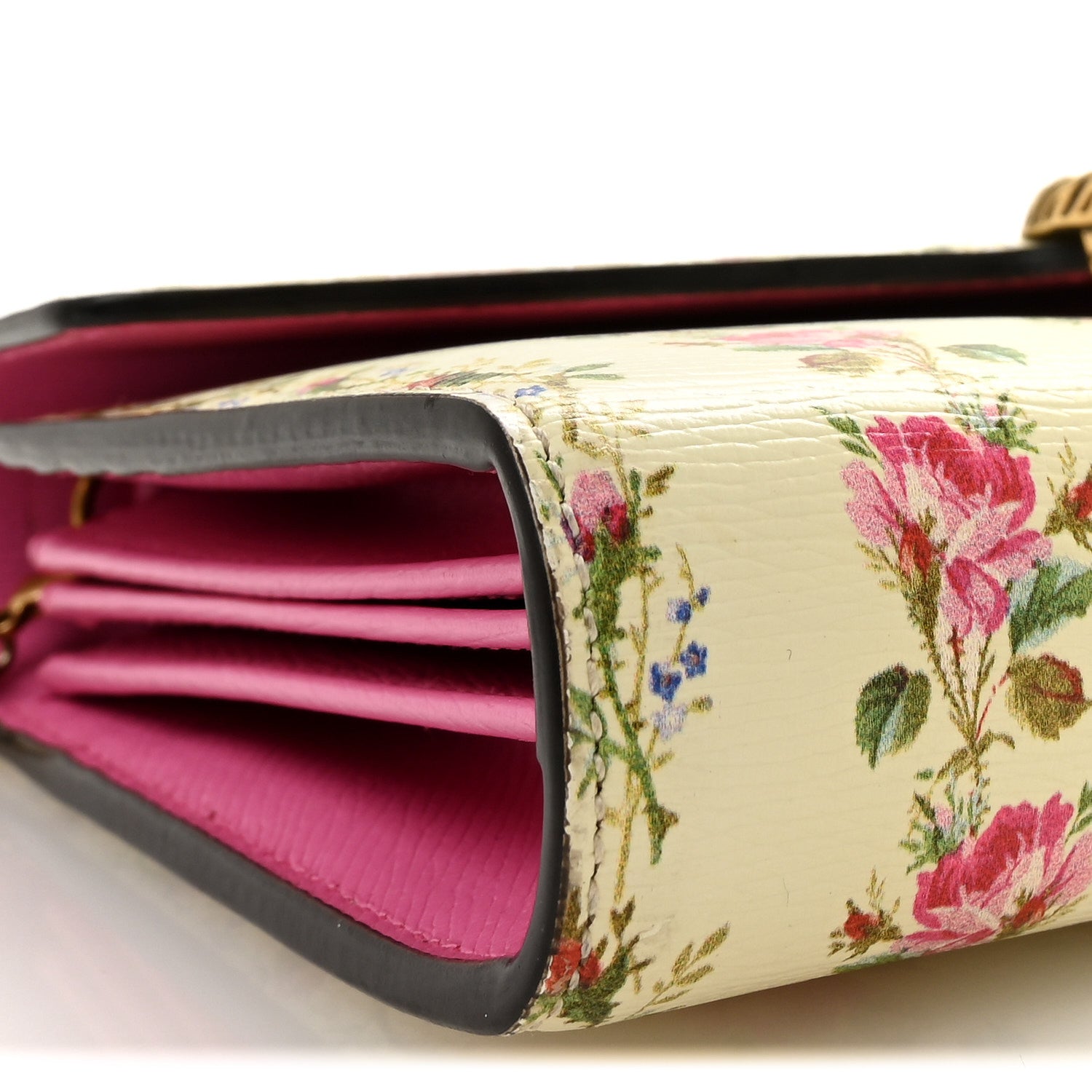 Gucci Calfskin Floral Print Mini Dionysus Chain Wallet Ivory Pink 9 of 10