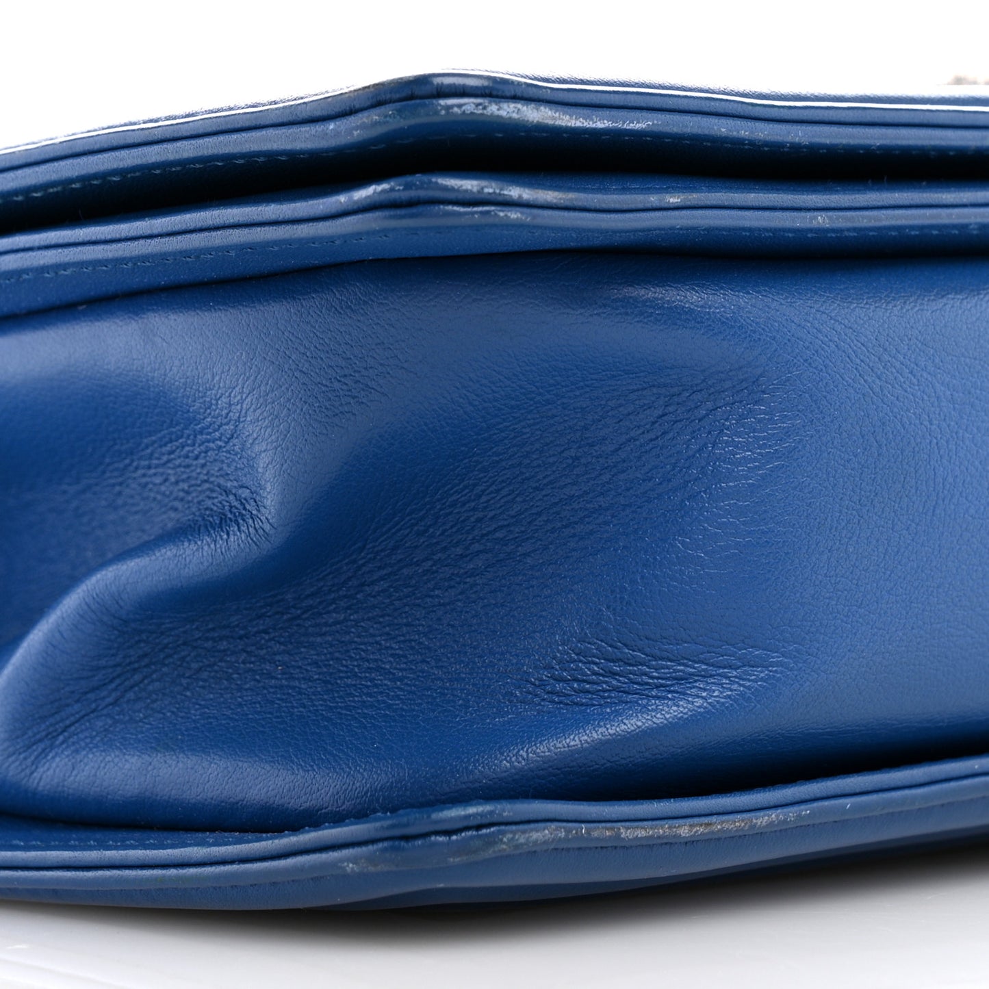 Calfskin Chevron Quilted Medium Boy Flap Blue