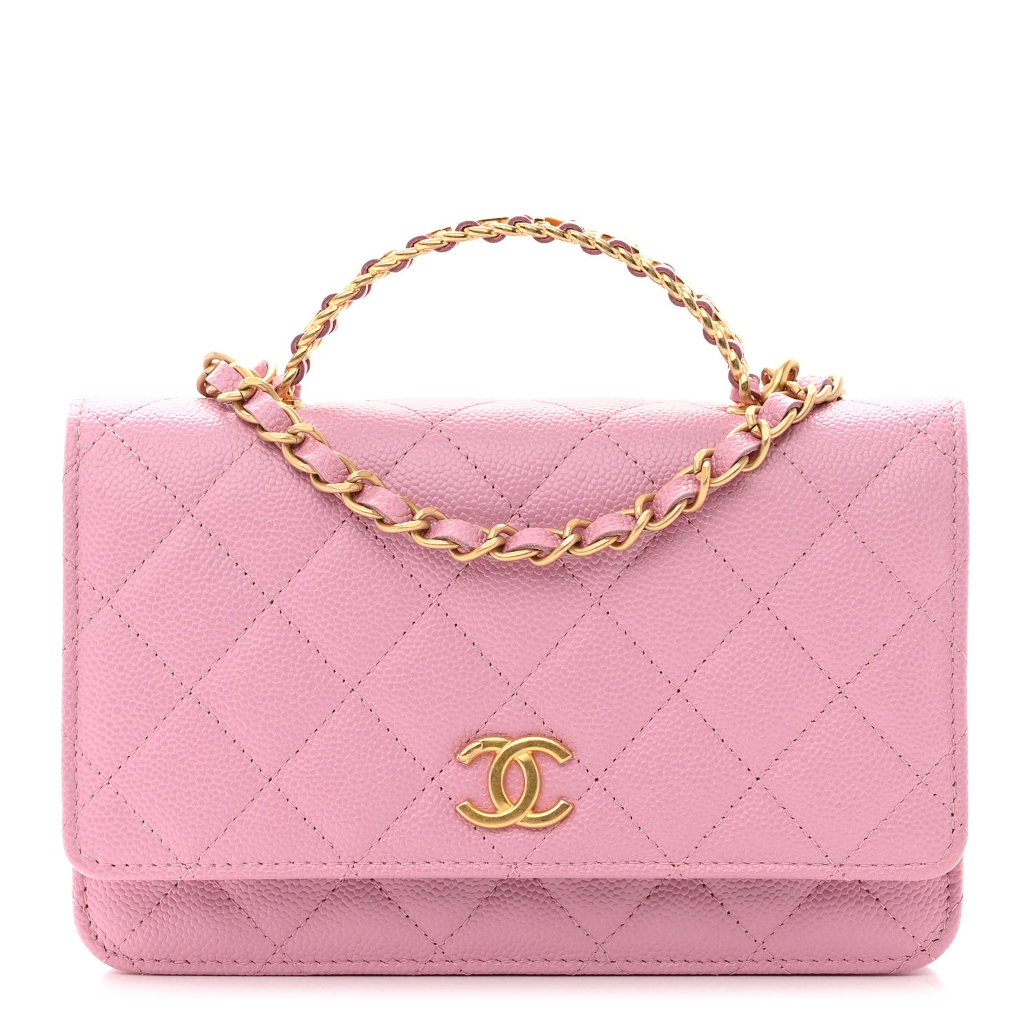 Chanel Shiny Caviar Quilted Pick Me Up Wallet On Chain WOC Pink 1 of 11