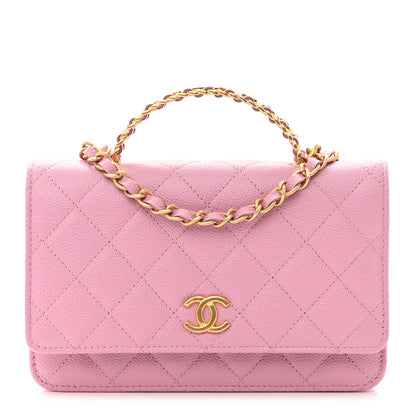 Chanel Shiny Caviar Quilted Pick Me Up Wallet On Chain WOC Pink 1 of 11