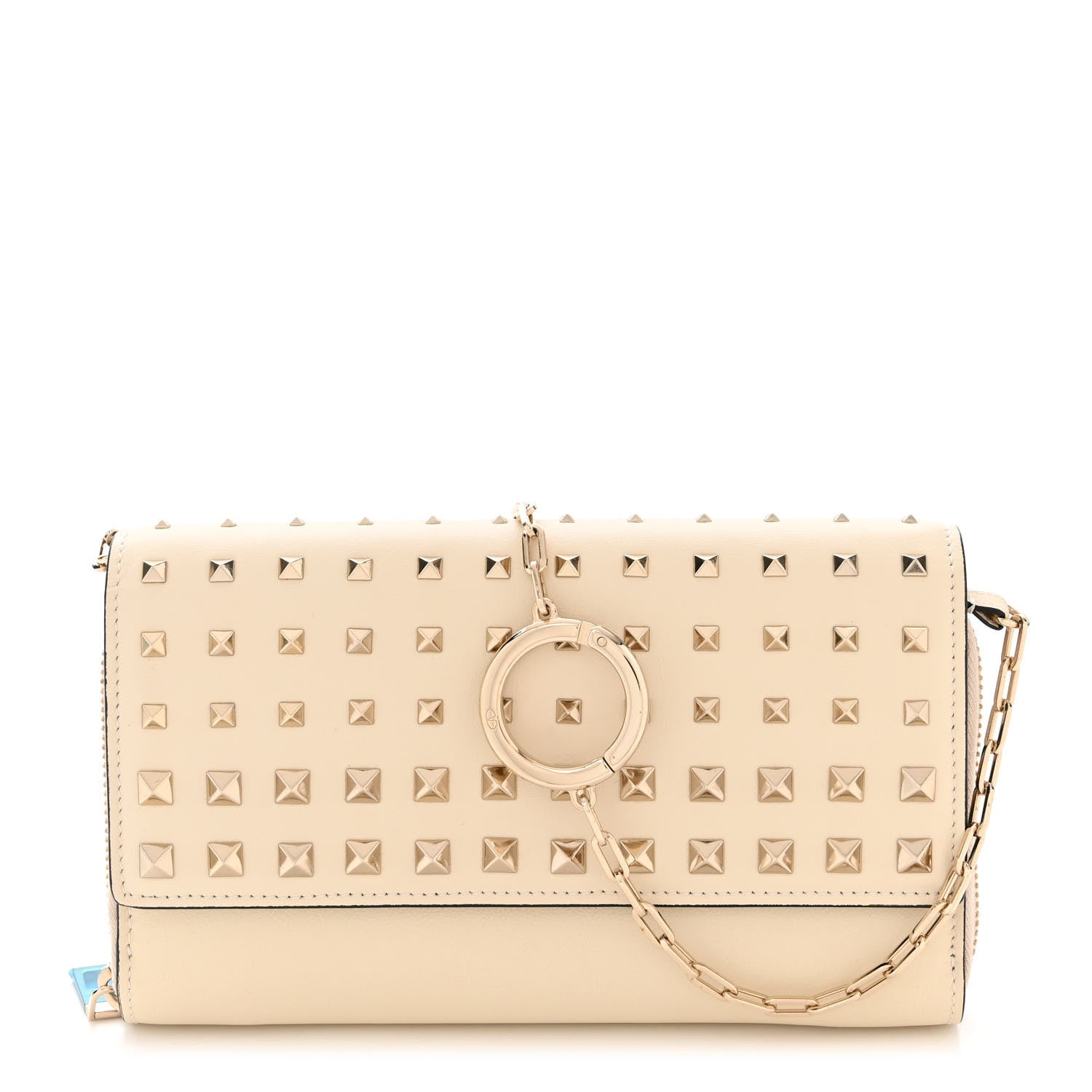Valentino Garavani Vitello Rockstud Carry Secrets Continental Wallet On Chain Light Ivory 1 of 14