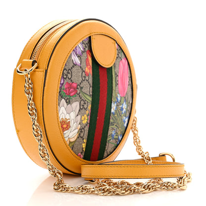Gucci GG Supreme Monogram Flora Web Mini Ophidia Round Shoulder Bag Beige Multicolor Crop 3 of 11