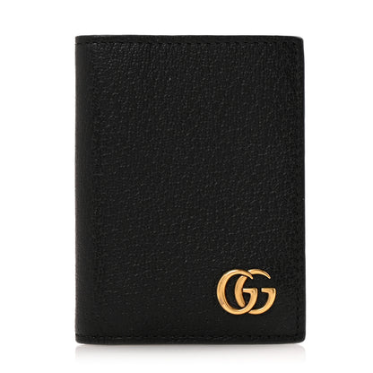 Gucci Calfskin Boar Effect GG Marmont Card Case Black 1 of 9