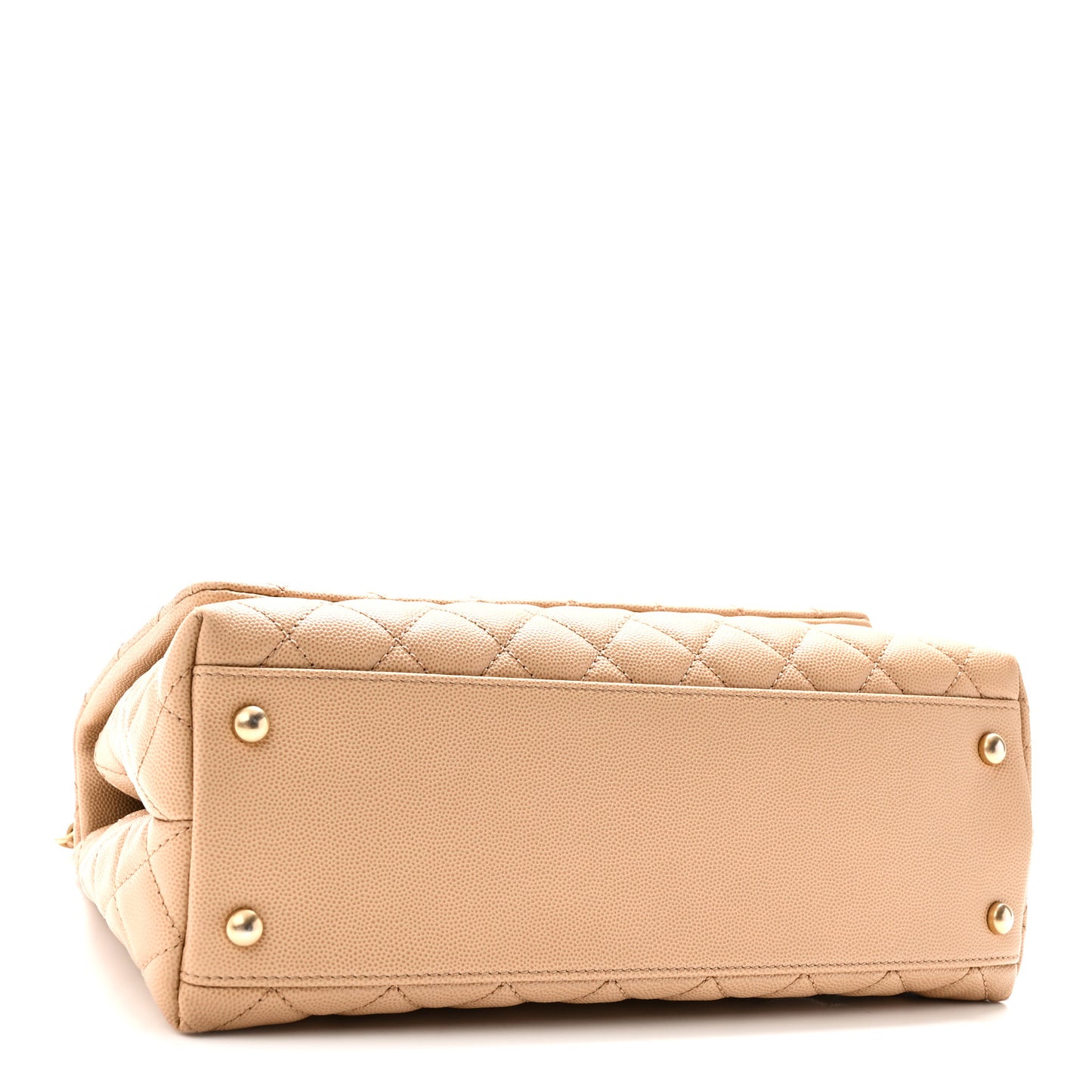 Caviar Lizard Quilted Small Coco Handle Flap Beige