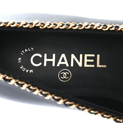 Chanel Lambskin Patent Calfskin Chain Cap Toe Loafer 37 Black 7 of 7