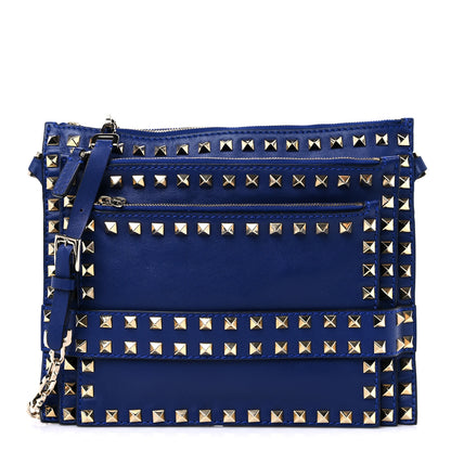 Valentino Garavani Vitello Rockstud Triple Zip Crossbody Bag Blue Delft 1 of 8