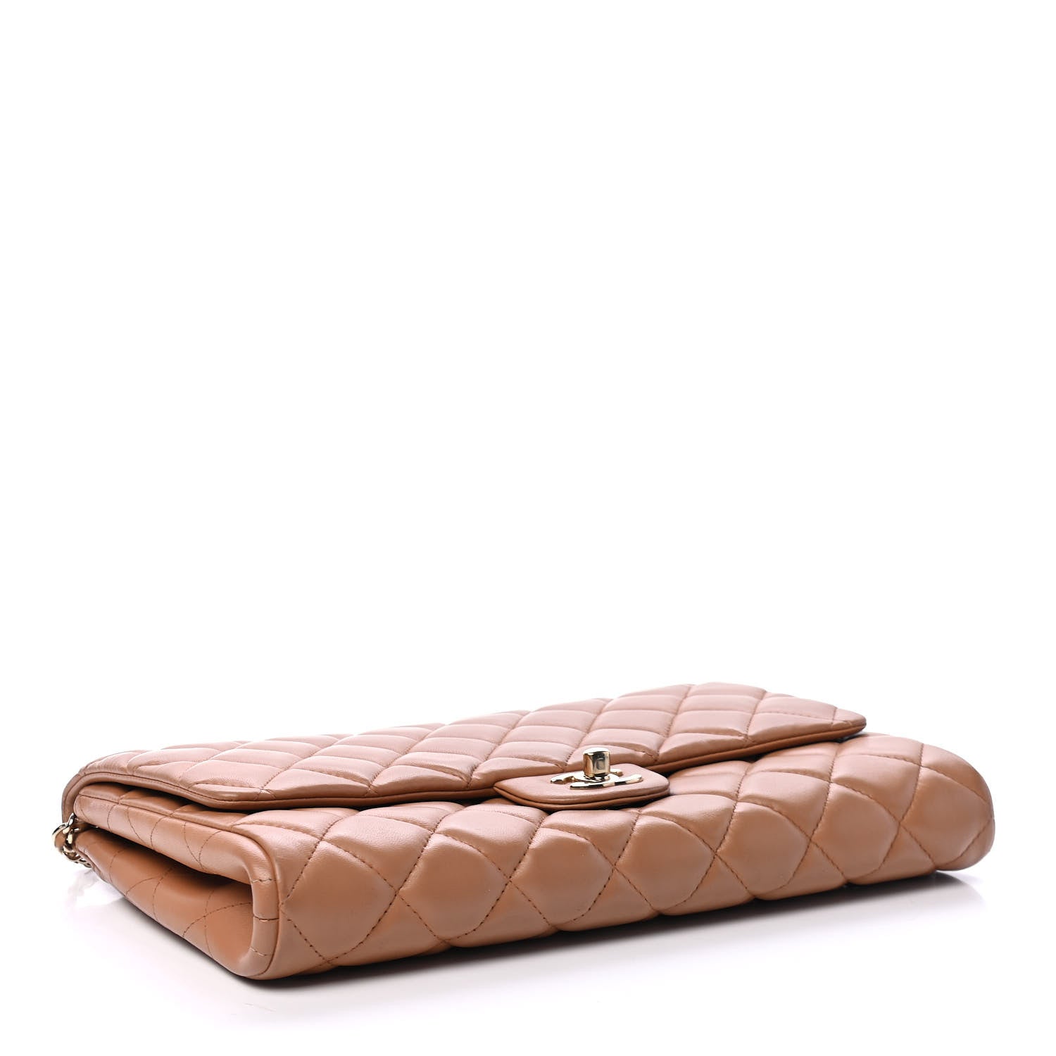 Chanel Lambskin Quilted Clutch With Chain Flap Brown 5 of 9